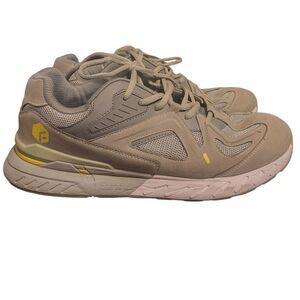 FitVille Rebound Core Marca Mens Gray Yellow Soft Suede & Mesh Sneaker, 11.5